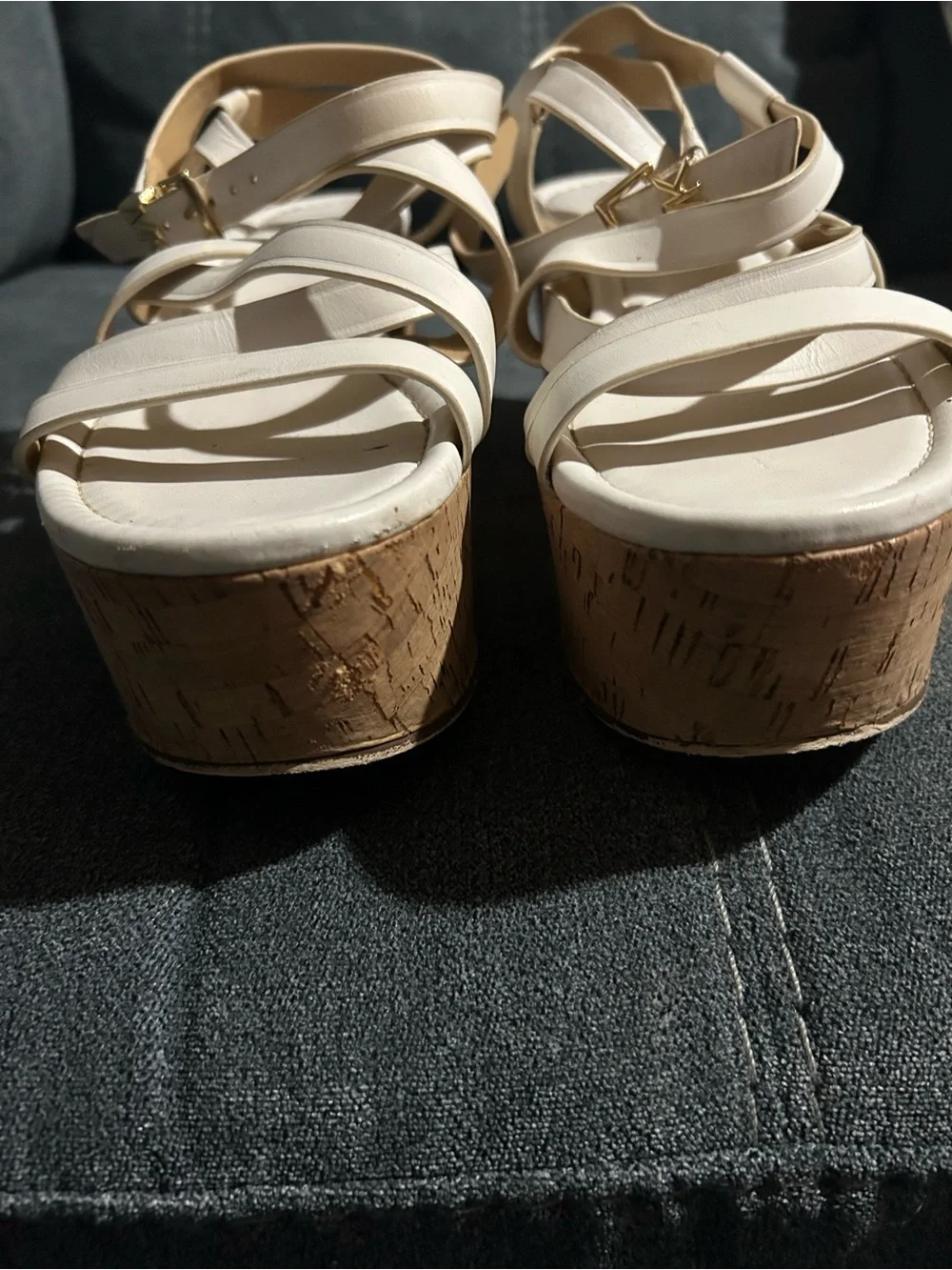 Michael Kors Cream Strappy Cork Platform Sandals
